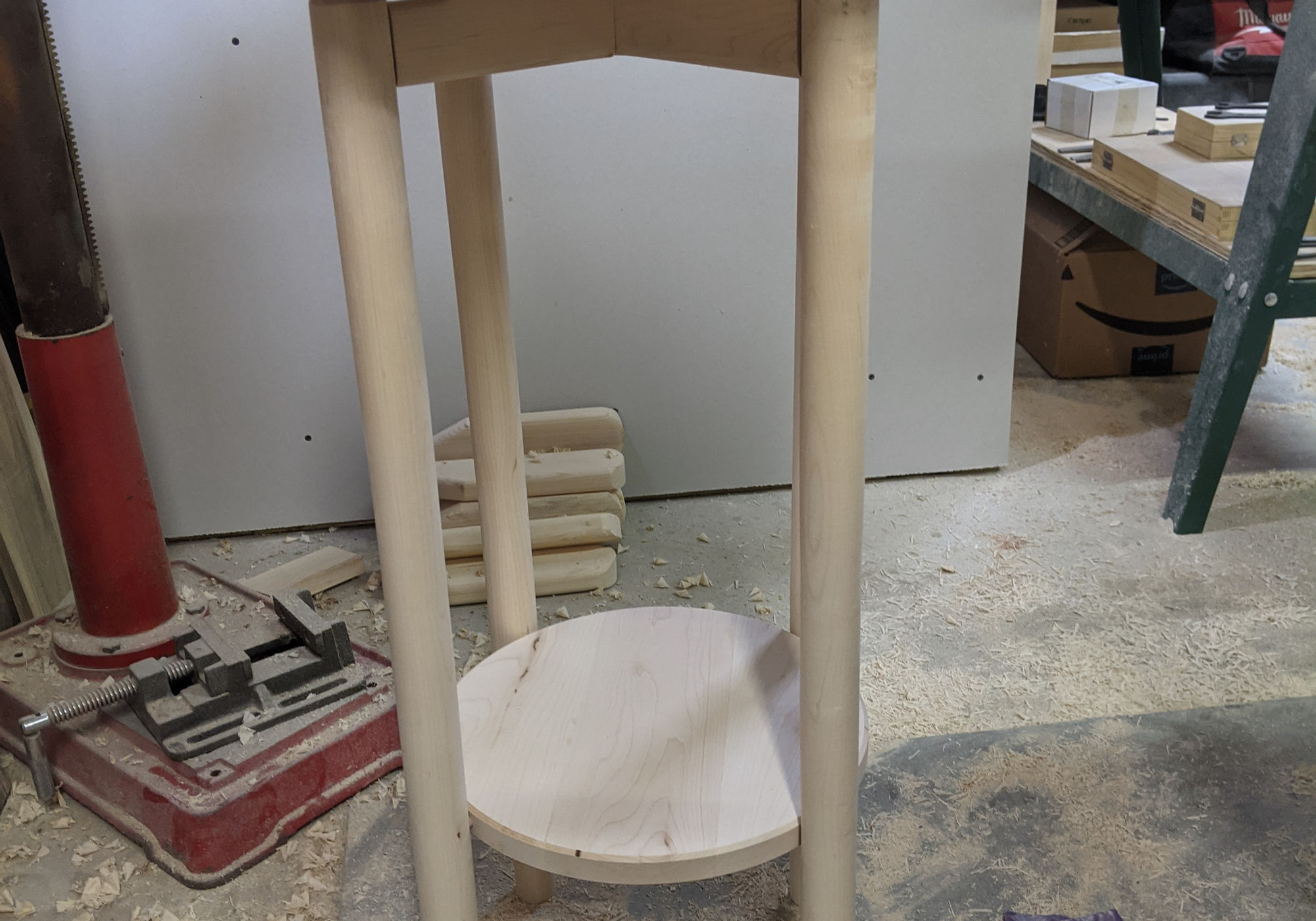 Table base being refinished