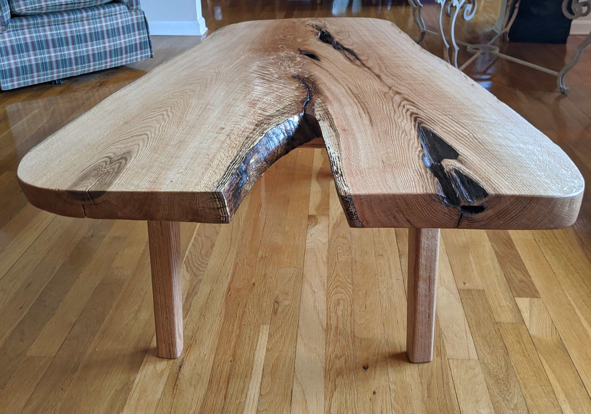 Live-edge bench with resin inlay