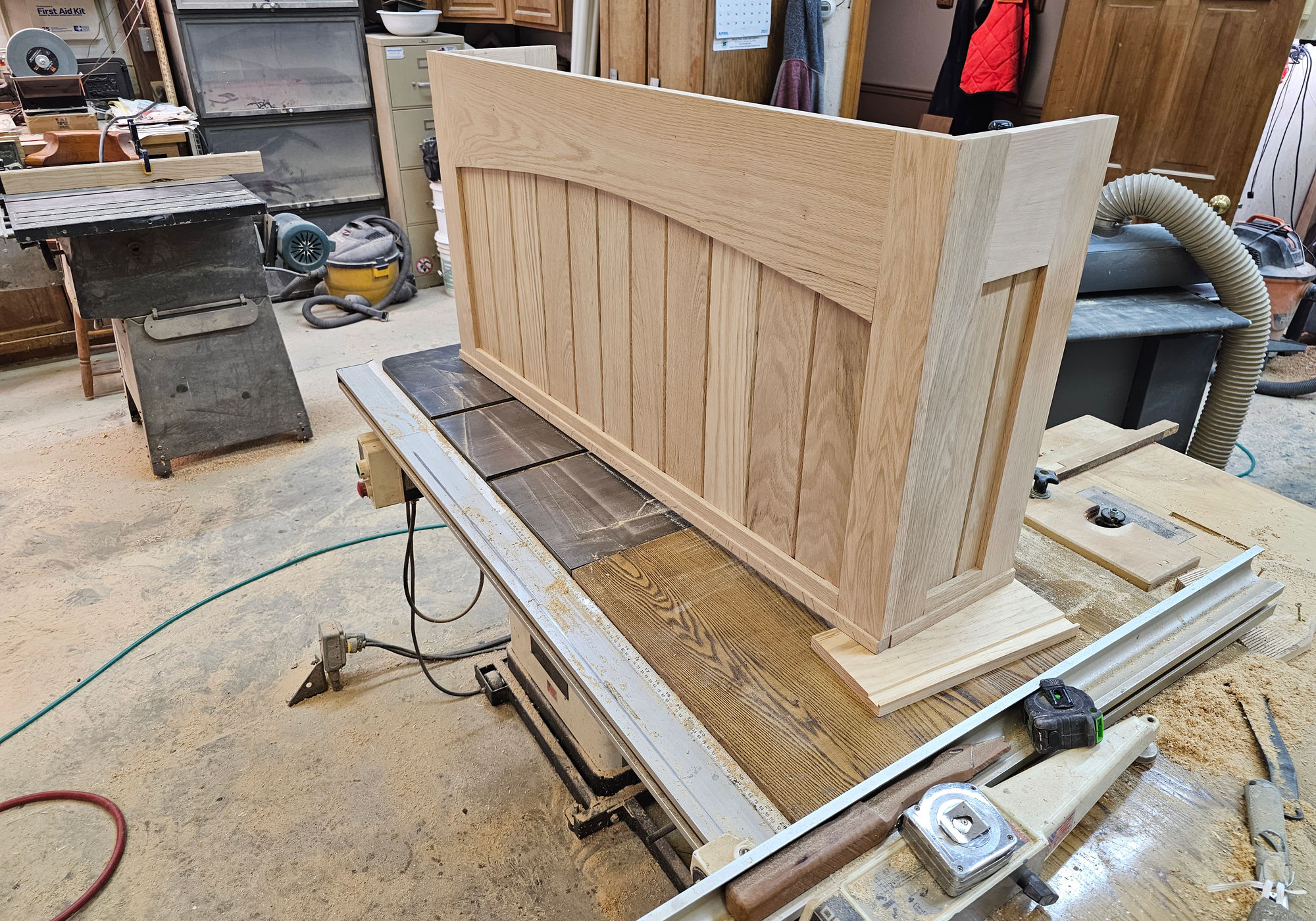 Cabinet door restoration in the shop